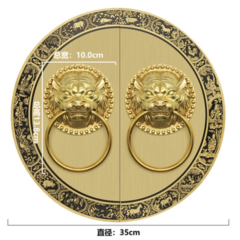 中式仿古大门栓纯铜门环拉手老式铜把手复古木门插销圆.形黄铜门