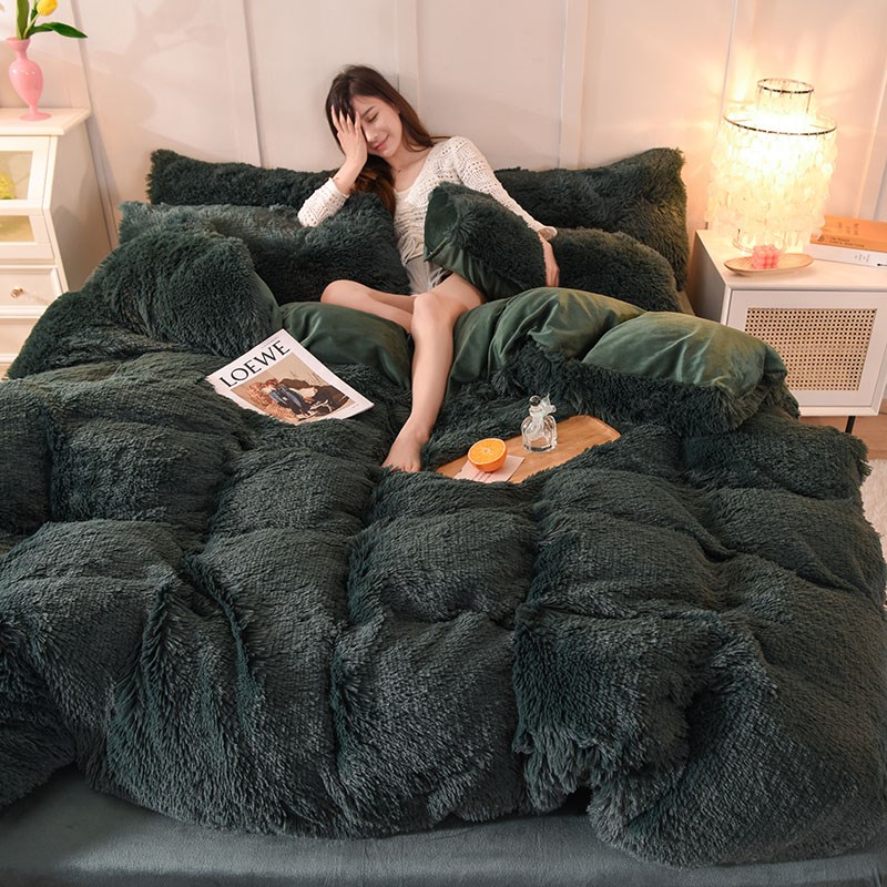 2024新款冬季加厚水貂绒床上四件套牛奶珊瑚P绒双面加绒床单被笠