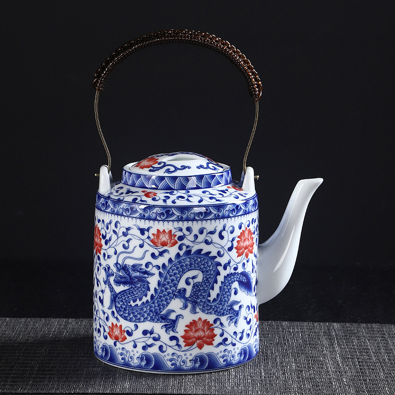 茶壶功夫茶具经典青花瓷陶瓷单壶中式白瓷客厅水壶U泡茶壶家用复