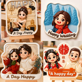 个性 定制卡通冰箱贴照片3d打印情侣浮雕画生日结婚纱伴礼物冰箱贴