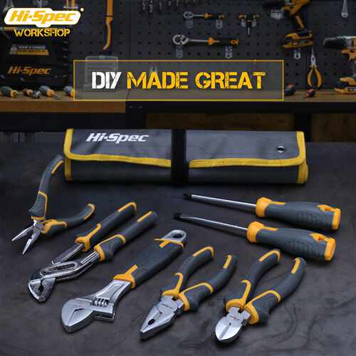 Hi-Spec 7件套钳子扳手组套螺丝刀起子活扳手钳子工具包家用工具