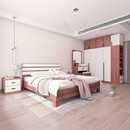 北欧简约现代卧室套房单人床开门衣柜带梳妆台床头柜组合