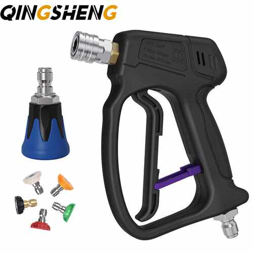 跨境爆款水枪高压洗车水枪3/8一体式防缠绕高压水枪4500psi