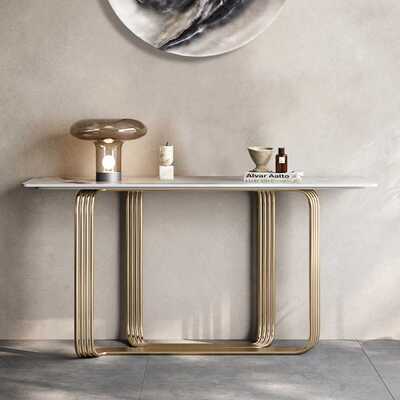 意式轻奢玄关桌靠墙入户条案现代简约大理石奢石玄关台（可）