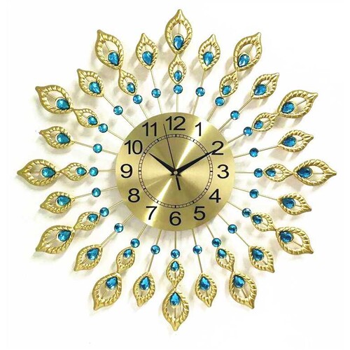 跨境欧式创意孔雀挂钟个性静音CLOCK豪华客厅装饰时钟一件代发