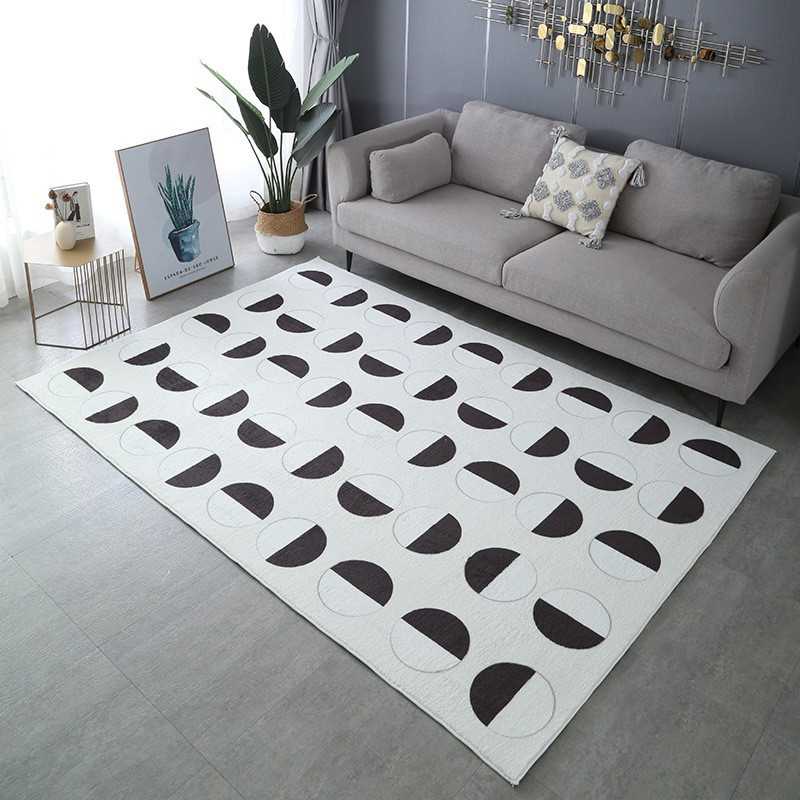 高端现代简约客厅茶几地毯黑白卧室床边极简风家用沙发衣帽间地毯