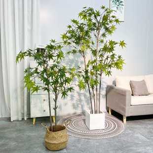 仿真绿植假红枫树盆栽植物造景枫叶装饰花客厅落地摆件大型假花卉