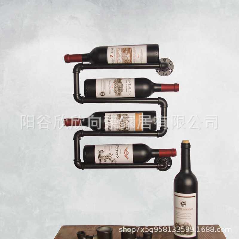 铁艺水管复古墙上工业风置物架墙面装饰隔板创意酒架实木壁挂书架