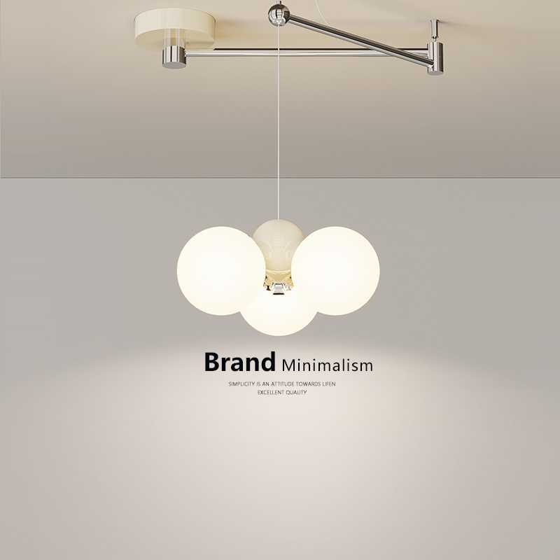 奶油风摇臂餐厅吊灯2024新款网红创意魔豆设计师可移动餐桌饭厅灯