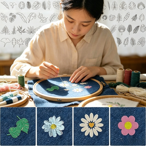 A4水溶布刺绣雏菊字母绣花转印纸