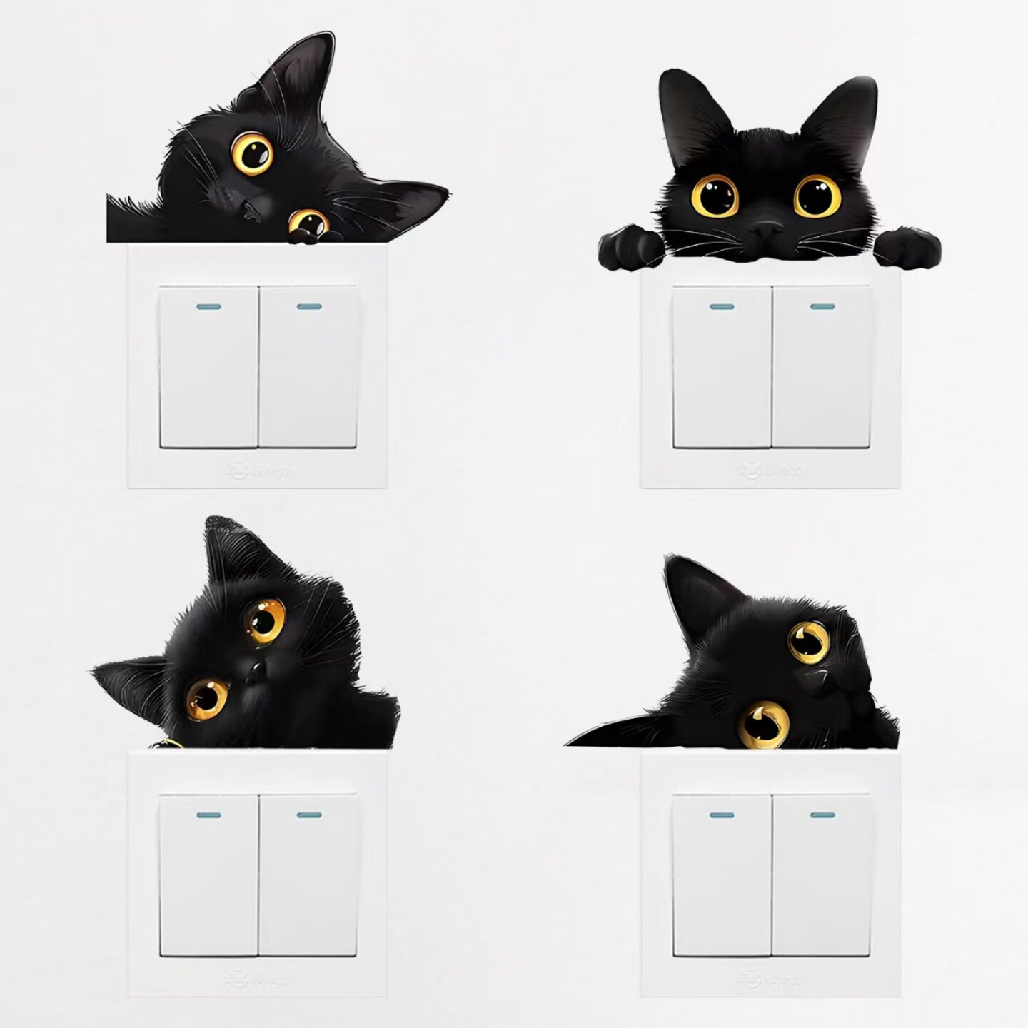 可爱3D既视感偷窥黑猫墙贴创意