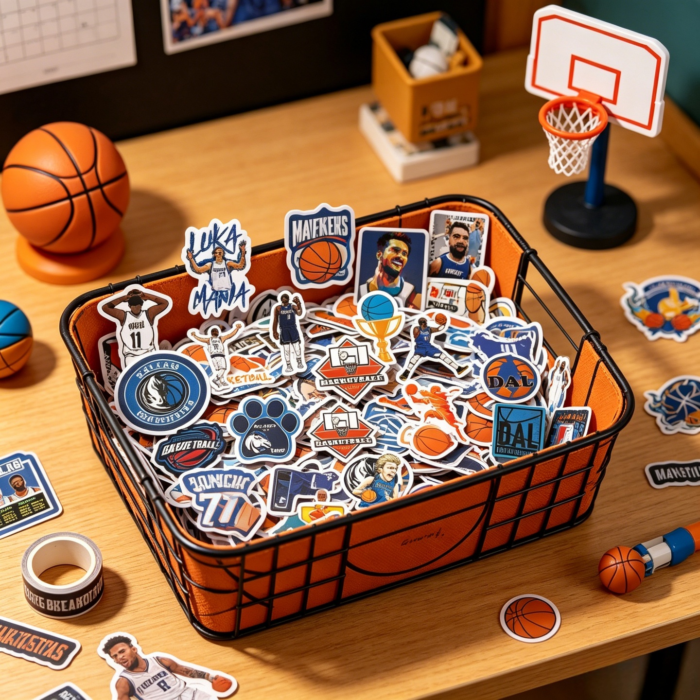 50张独行侠东契奇贴纸NBA篮球球星卢卡77号周边手账贴画水杯行李箱平板装饰防水贴纸欧文小牛队徽涂鸦小贴纸