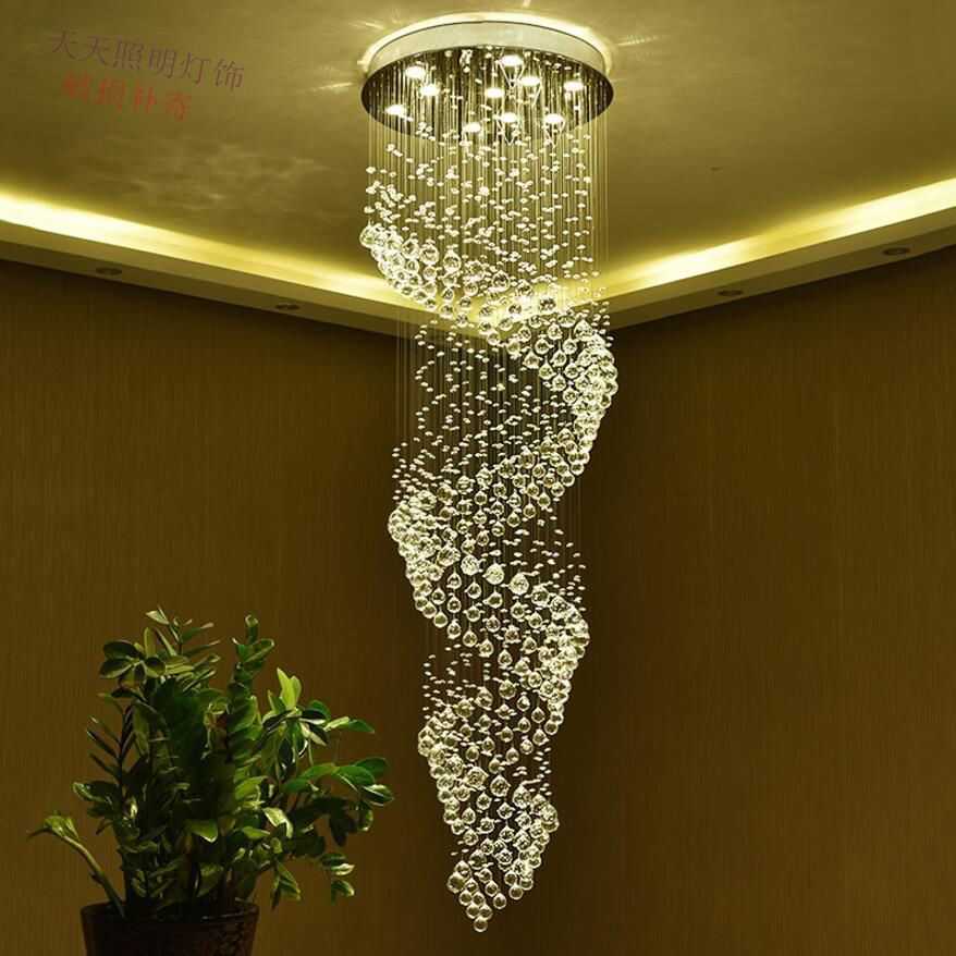网红楼梯灯长吊灯水晶灯吊线复式led旋转楼梯别墅客厅楼中楼大吊