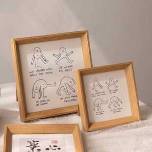 木质创意相框摆台立体创意摆件字画画框6781012寸正方形裱框25x25