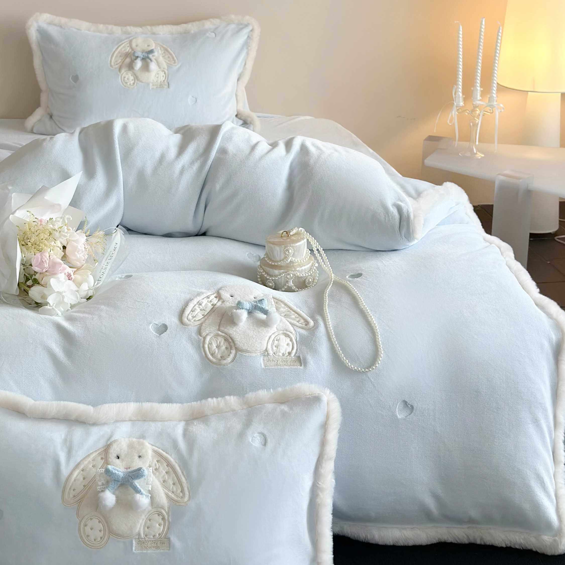 被套贴布绣牛奶床品四件套绒冬季可爱保暖少女毛绒雪兔加厚︱,玩具/童车/益智/积木/模型,垂直悬浮玩具,淘宝优惠券,粉丝福利购,淘宝优惠卷