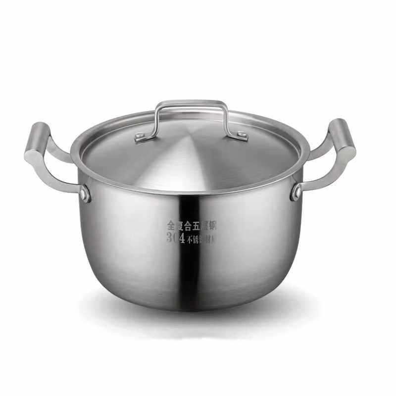 定制 304不锈钢汤锅蒸锅加厚复合钢不粘锅 大容量加深24/34CM商用