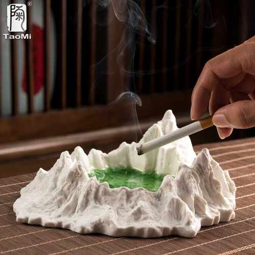 陶迷创意山形烟灰缸家用客厅陶瓷车载大气简约烟缸个性潮流小摆件