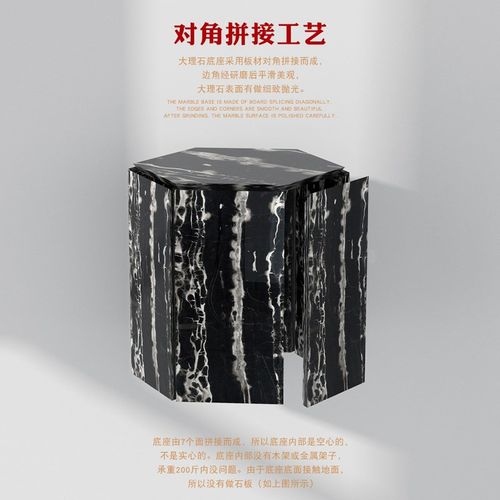 天然大理石底座客厅落地正六边形展示台装饰墩子高端花架雕塑摆件