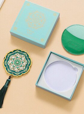 国风手持化妆镜博物馆文创可携式化妆镜古风金属朱颜镜旅游纪念品