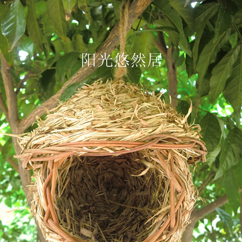 手工草编鸟巢 草编鸟窝鸟笼 小鸟仓鼠用品花园别墅天花顶装饰