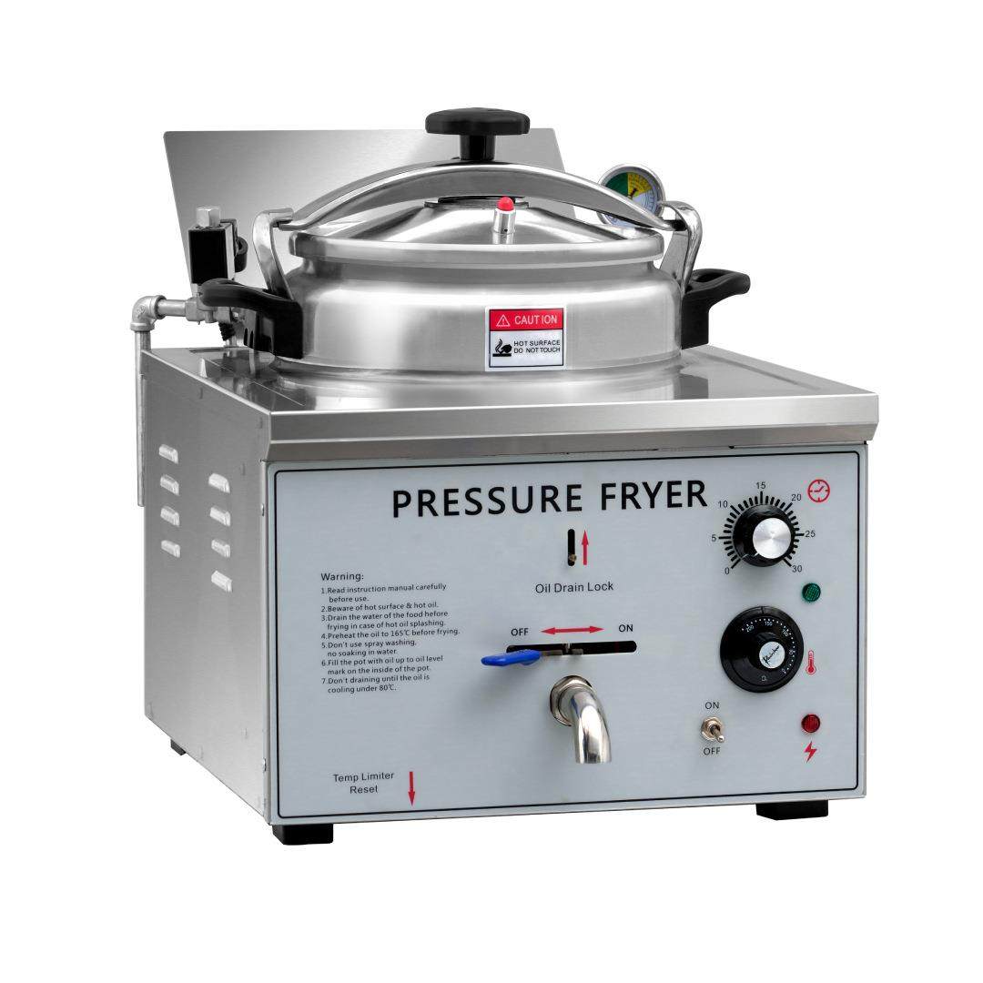 电热压力油炸锅商用台式压力炸炉带温控炸鸡排高压电炸炉跨境出口