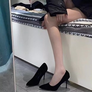 313233高跟鞋 黑色软皮工作鞋 小码 女q2025新款 41一4 女职业单鞋 大码