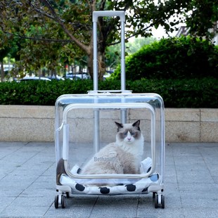 猫咪宠物拉杆箱全景宠物用品透明行李箱J户外便携大容量旅行拉杆