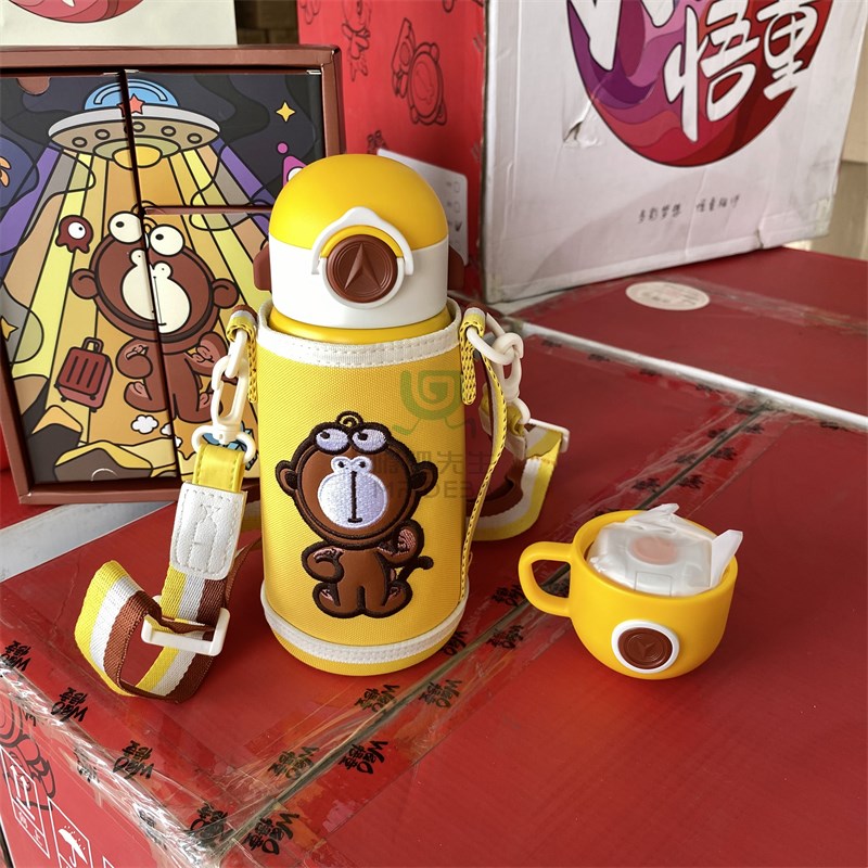 尾货 儿童保温杯吸管杯双层不锈钢P卡通双两盖饮水杯