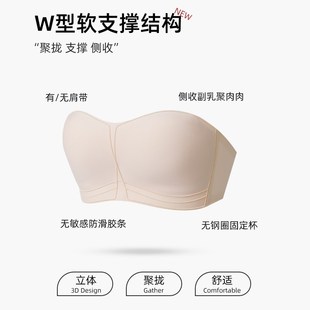抹胸小胸内衣女无肩带防滑裹胸防走光夏T聚拢显瘦隐形文胸 薄款