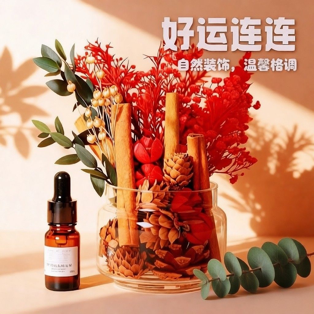 玻璃瓶肉桂干花香薰招财摆件礼物