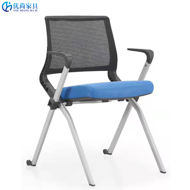 带扶手培训椅网布会议椅带轮x接待洽谈椅会客椅写字板学生一体椅