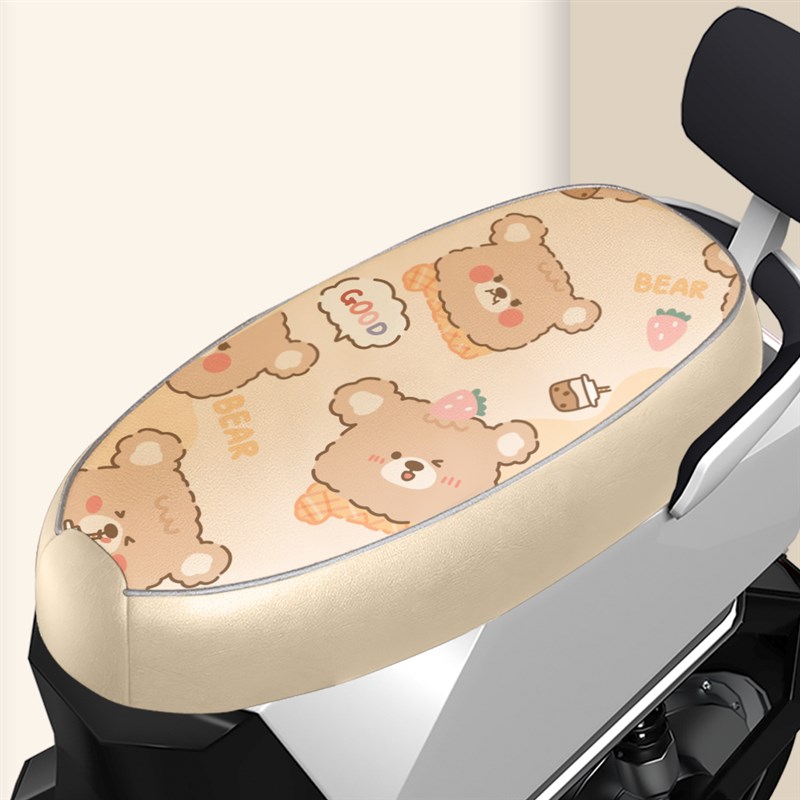 森地E2电动车坐座套坐垫皮革防D水卡通印花加厚耐磨坐垫座套