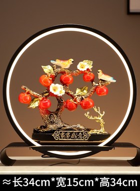 事事如意柿子摆件发光桌面玄关酒柜装G饰电视柜新中式乔迁之喜礼