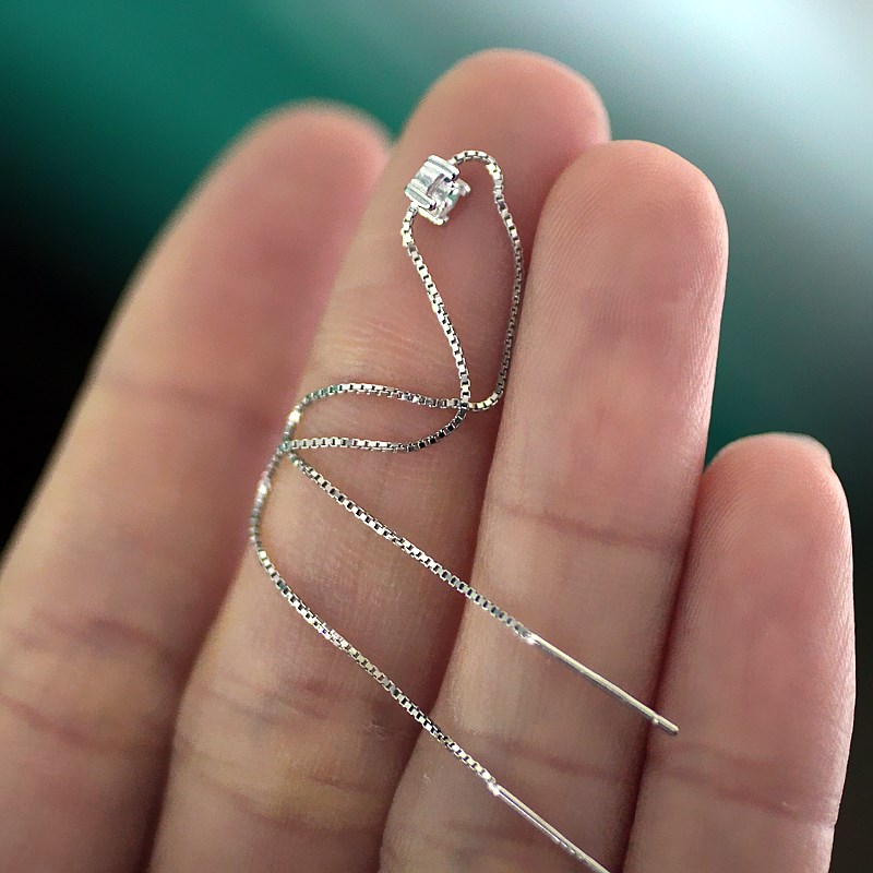 锆石日韩耳链多用途耳钉耳骨链轻奢大气耳饰女O2024年新潮冷淡风