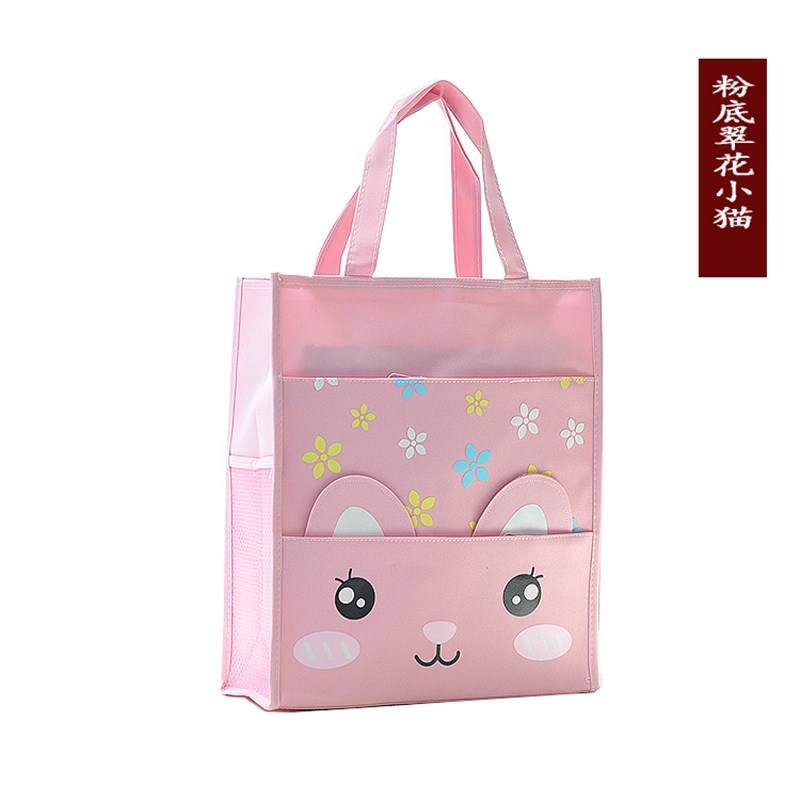 新款中小学生手提书袋A4文件袋手拎防水I帆布包卡通拉链补习补课