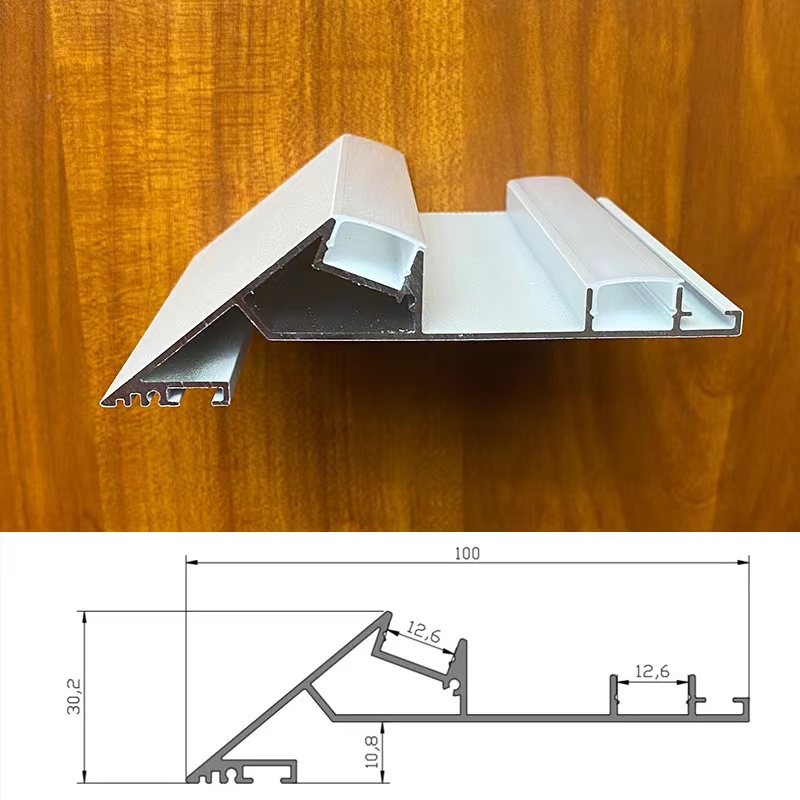 薄如蝉翼斜面灯槽l斜边45度回型顶客厅悬浮吊顶反光线性洗顶气氛