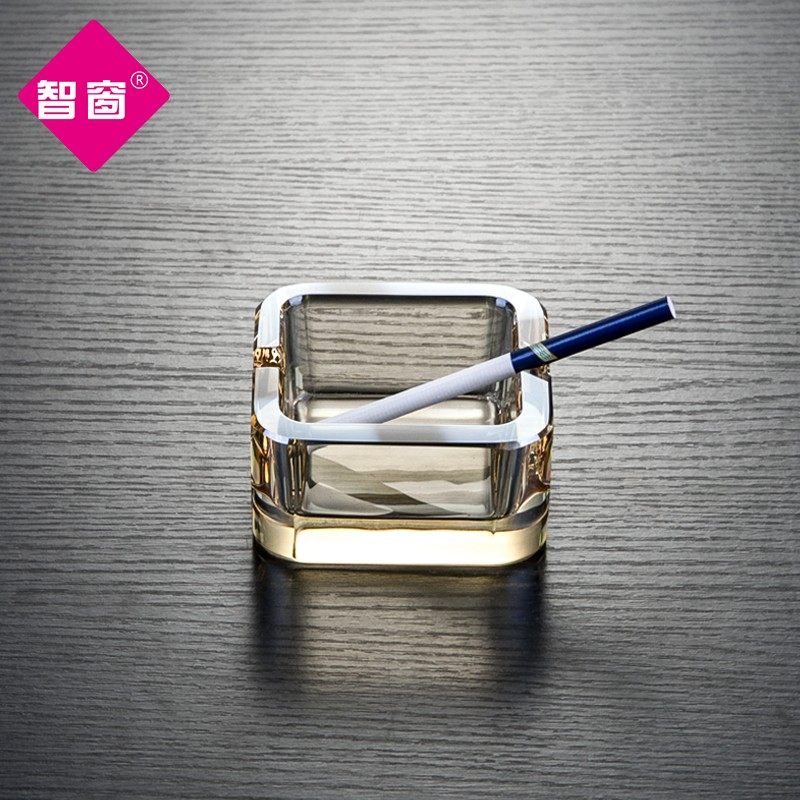 创意烟灰缸个性家用客厅玻璃办公室欧式潮流烟缸北欧小号透明水晶