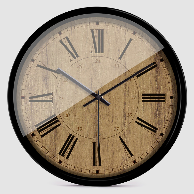 欧式静音挂钟现代简约时尚客厅个性E石英钟卧室轻奢圆挂墙挂表钟