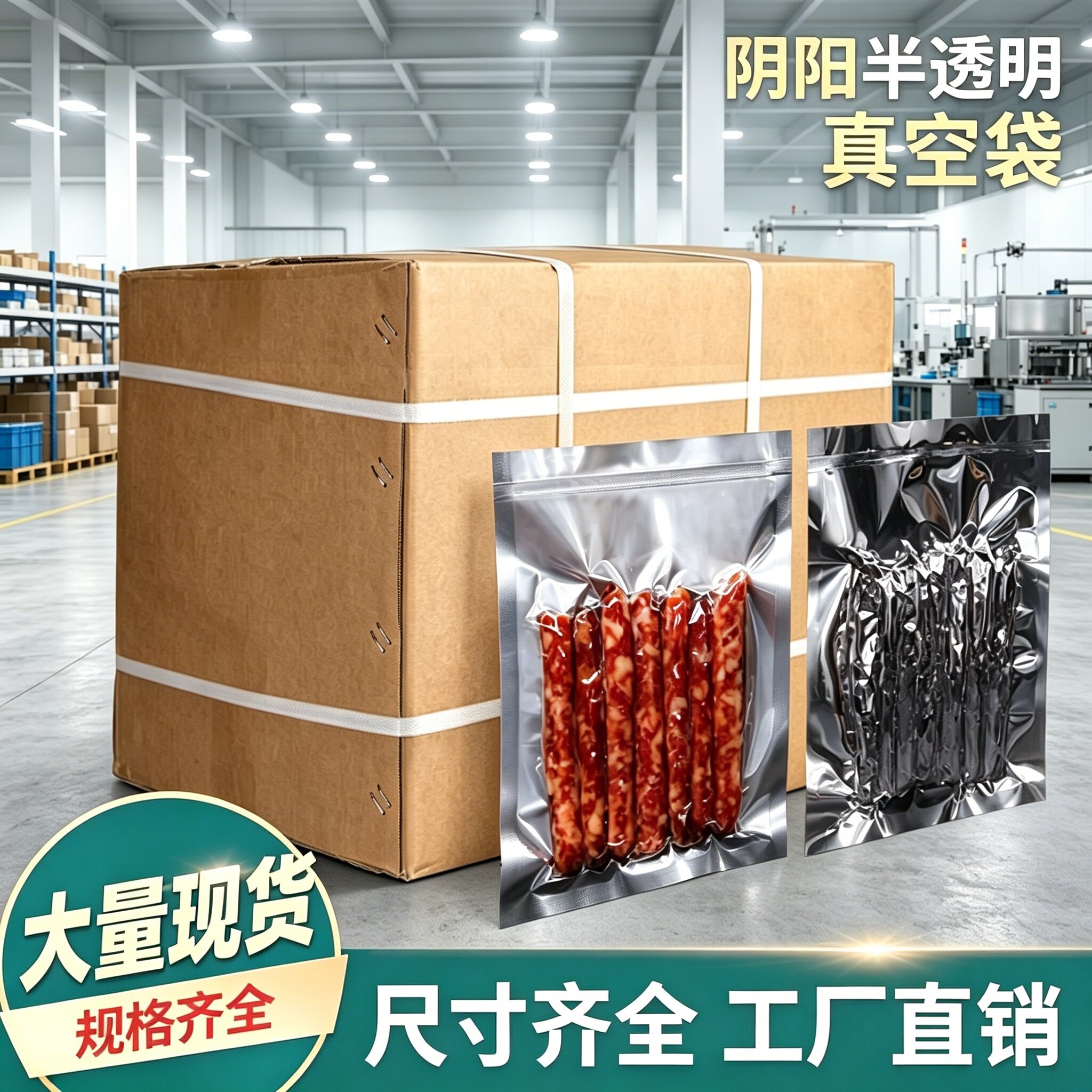 阴阳真空袋食品袋半透明包装袋塑封抽真空封口密封袋海鲜保鲜袋子