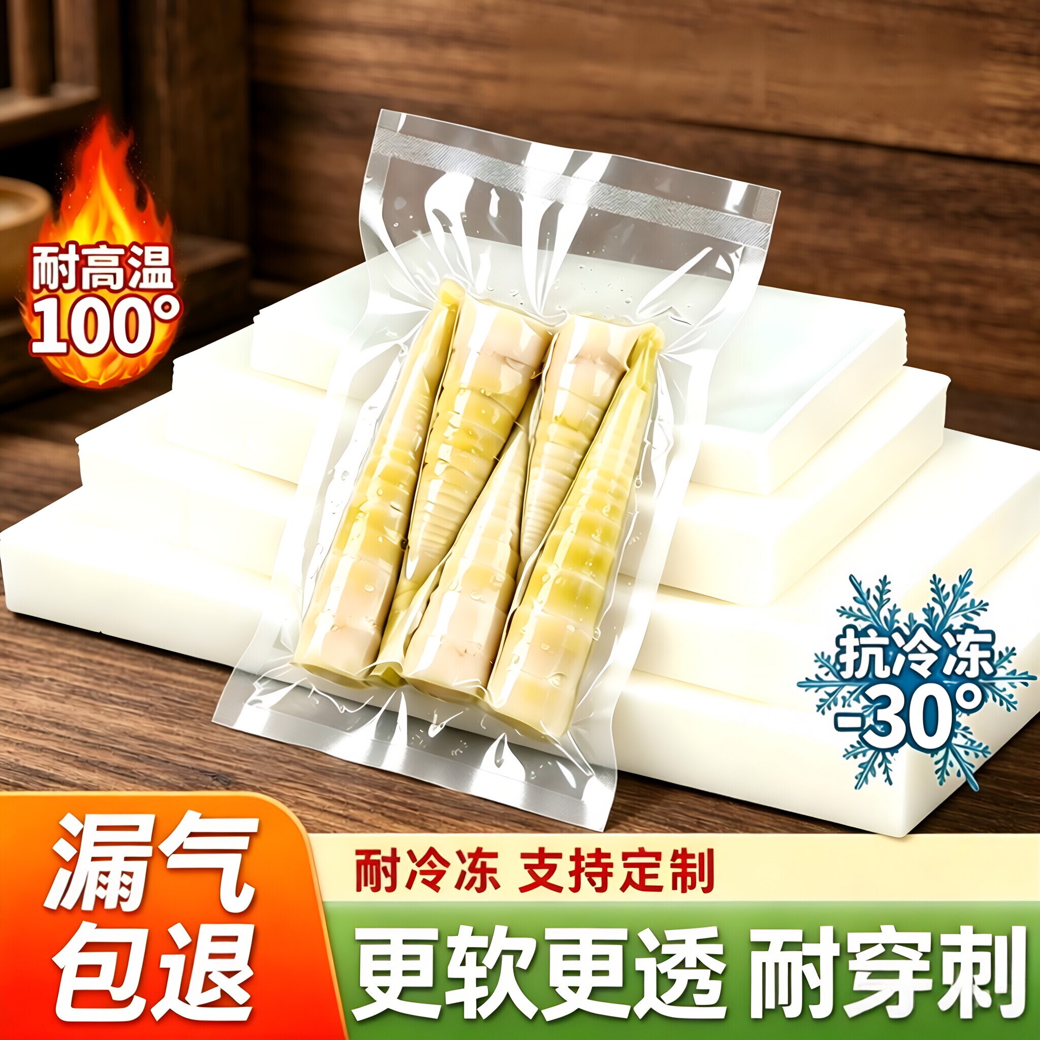 尼龙真空袋24丝食品包装袋16丝冷冻商用加厚32丝光面抽真空塑封袋