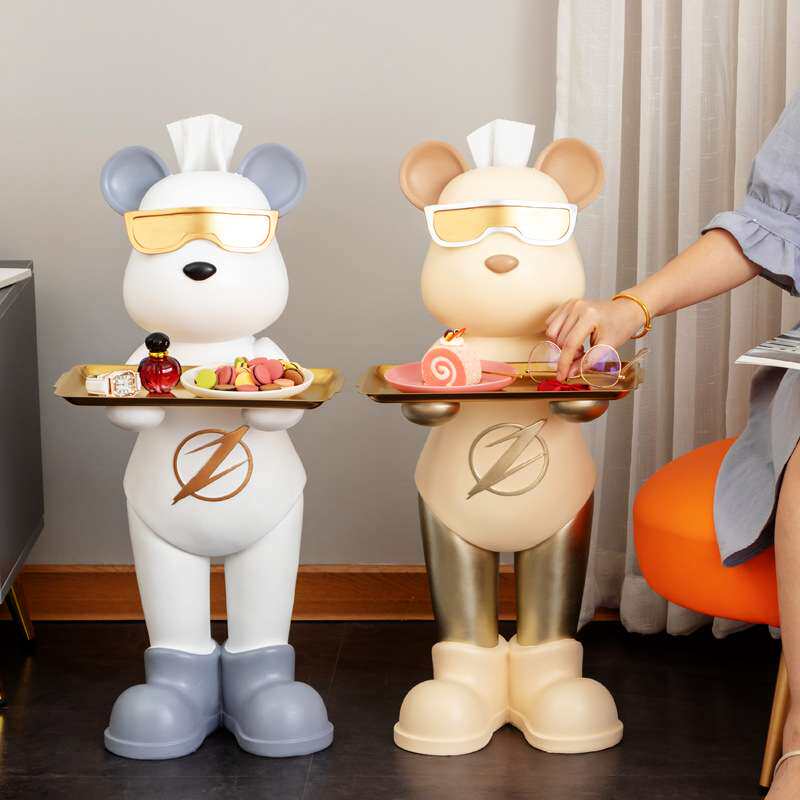 大型落地闪电熊客厅摆件托盘电视柜两边软装饰品大厅玄关入户门口
