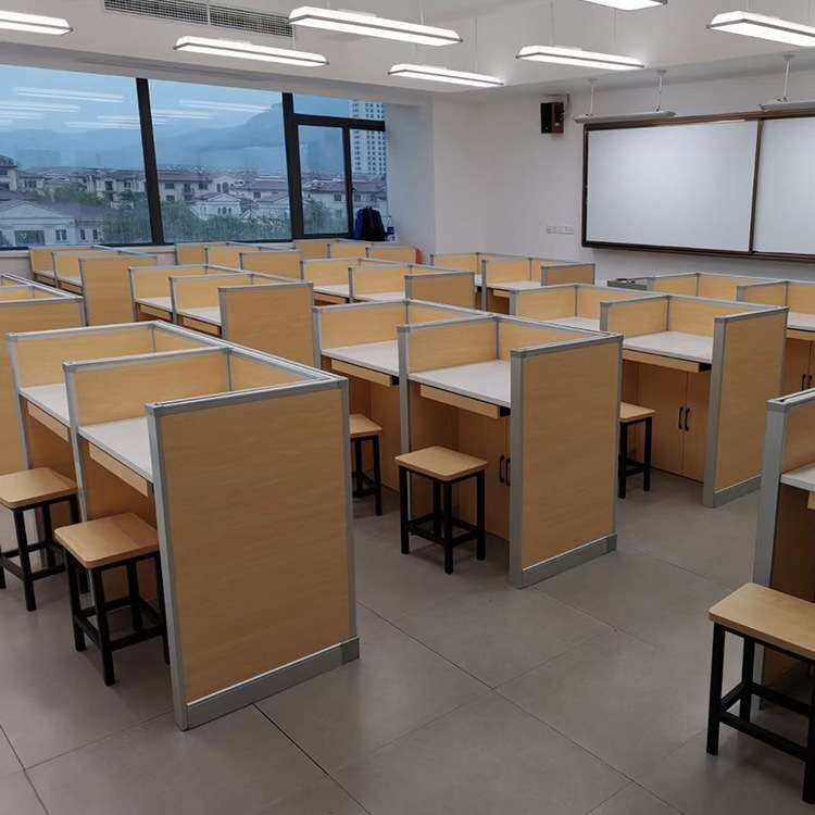 学校升降屏风电脑桌 语音教室屏风升降多媒体电脑桌 广东升降屏风