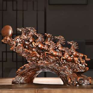 马摆件树脂工艺品招财八骏马八骏雄风风水办公室老板桌桌面装饰品