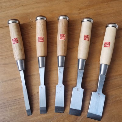 木工爱好者九哥木艺联合出品贴钢中式木工凿子白蜡木手柄配白钢箍