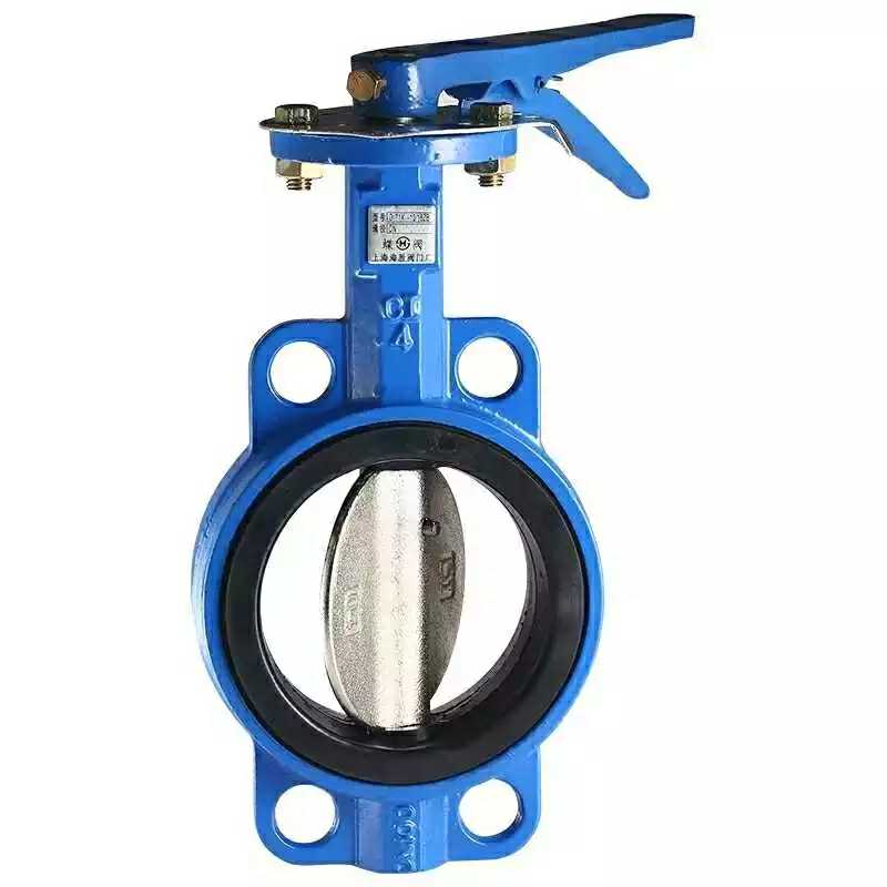 手柄对夹蝶阀D71X16Q手动对夹式碟阀球墨铸铁阀门DN50 65 80 100