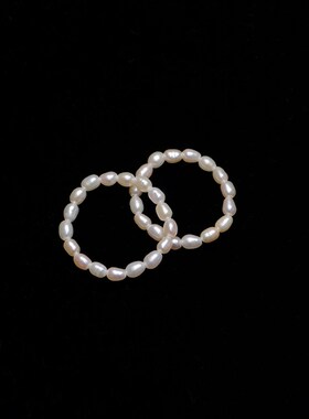 特细收藏2mm天然淡水珍珠戒指戒子不掉皮气质叠戴弹力绳轻奢礼物