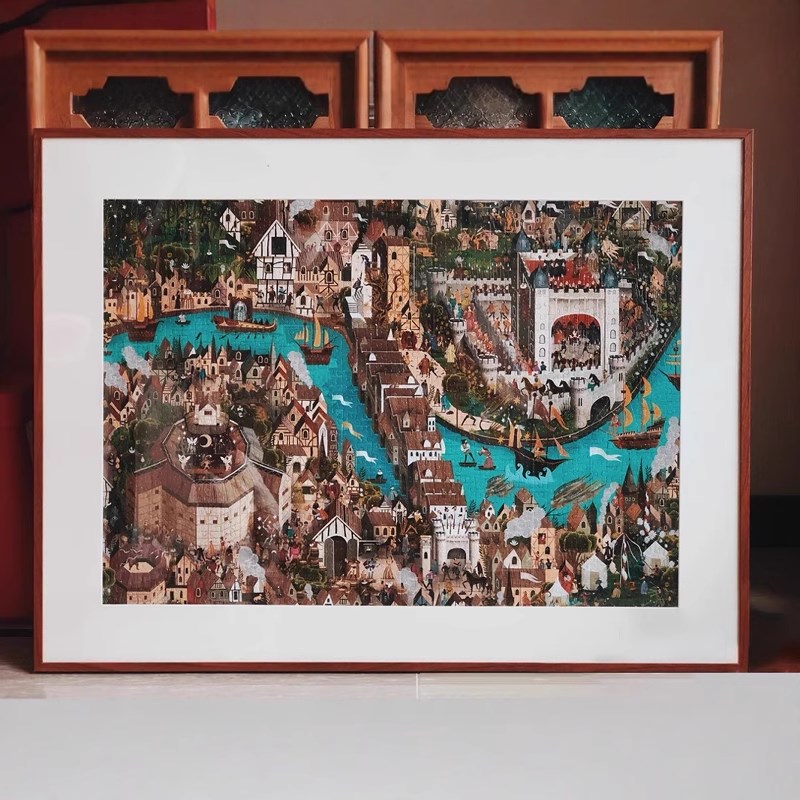 实木拼图框50x70框架1000片500片卡纸留白装裱挂墙可定制