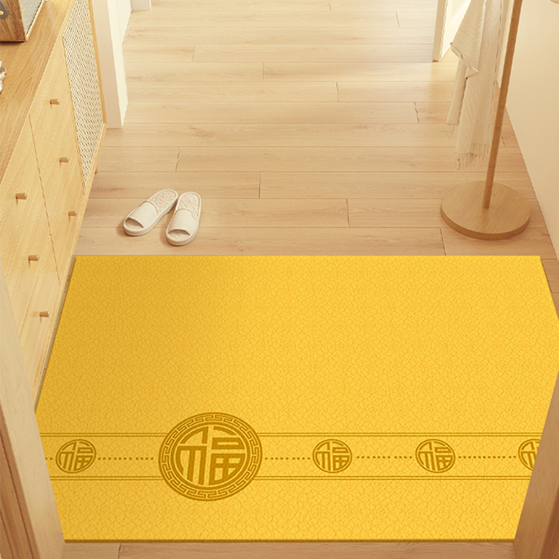 高端金色入户门地垫2024福字地毯pvc免洗可擦门垫进门大门口脚垫