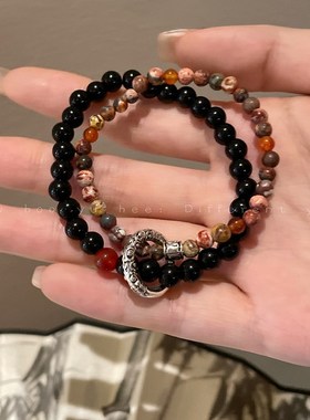 新中式国风平安扣串珠手链女2024新款小众高级感手串手饰情侣男潮