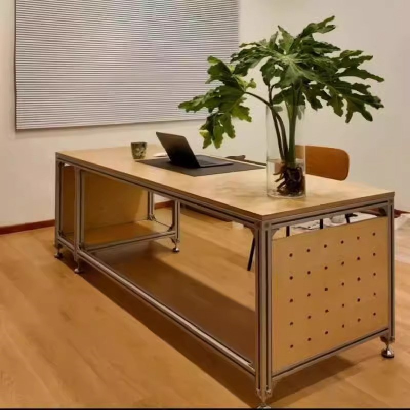 中古铝型材海洋板桦木办公桌简约洽谈会议桌书桌创意办公桌工作台